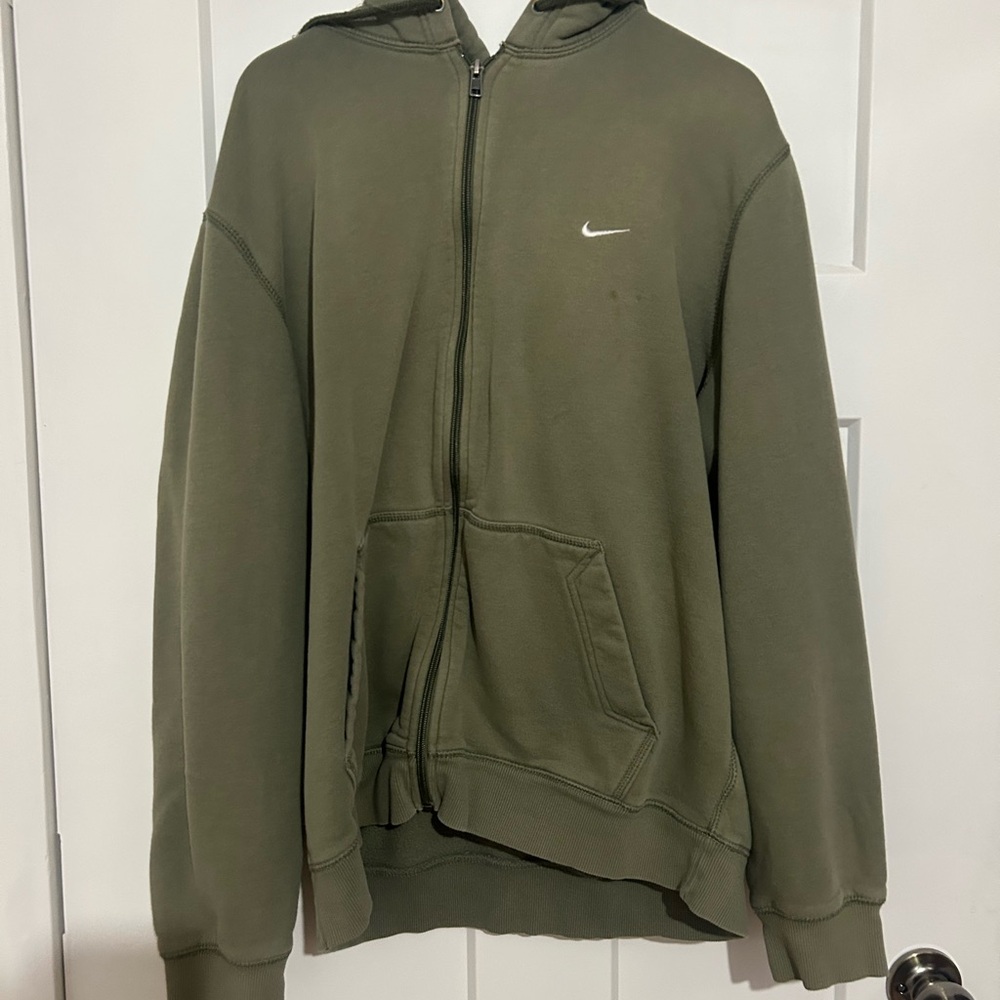 Nike Olive Green Zip-Up Hoodie